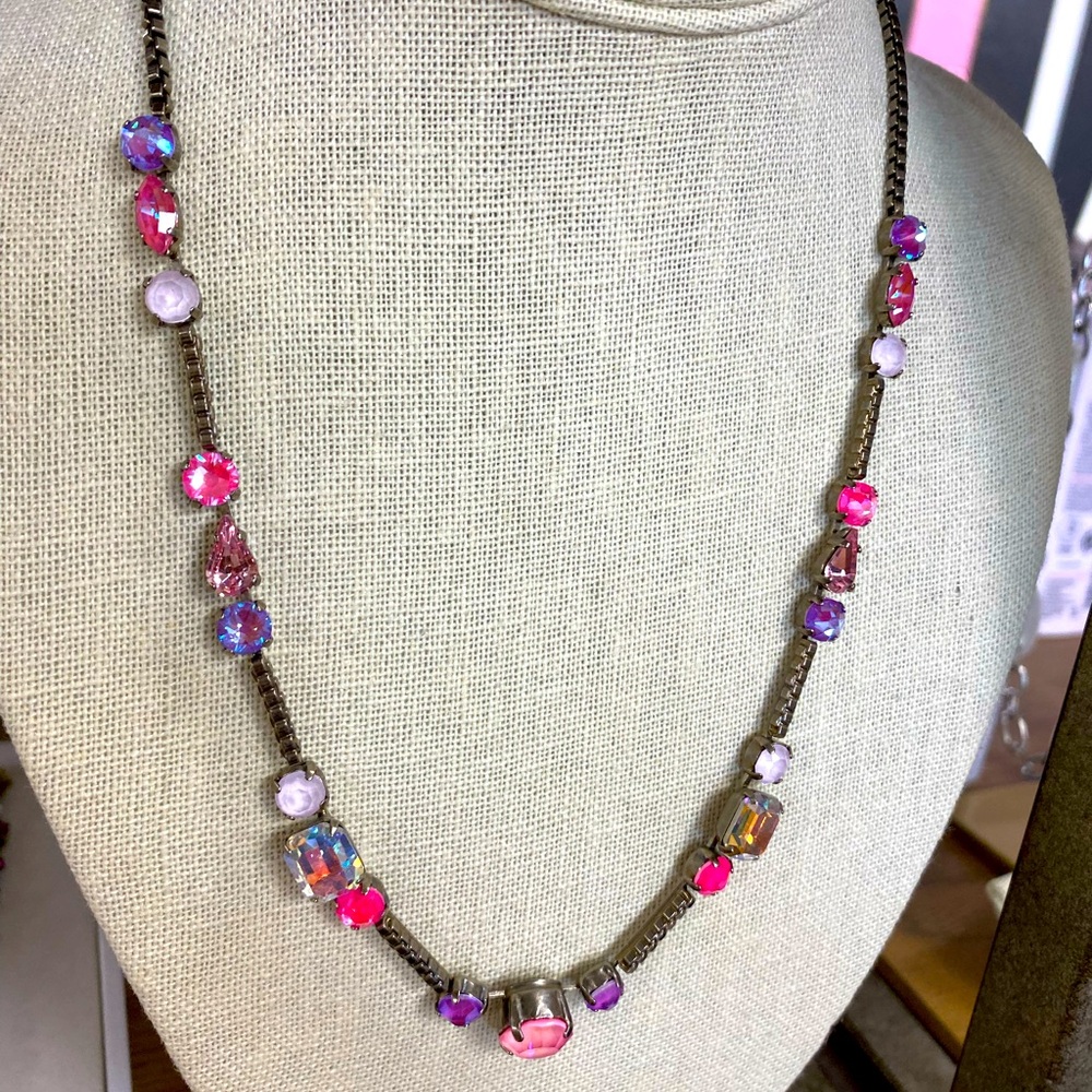 Sorrelli Poppy Tennis Necklace in Electric Pink
